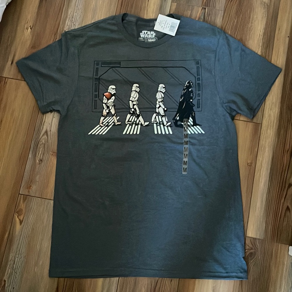 Star Wars Darth Vader Stormtroopers Beatles Abbey Road Men’s T-shirt Sz M Gray